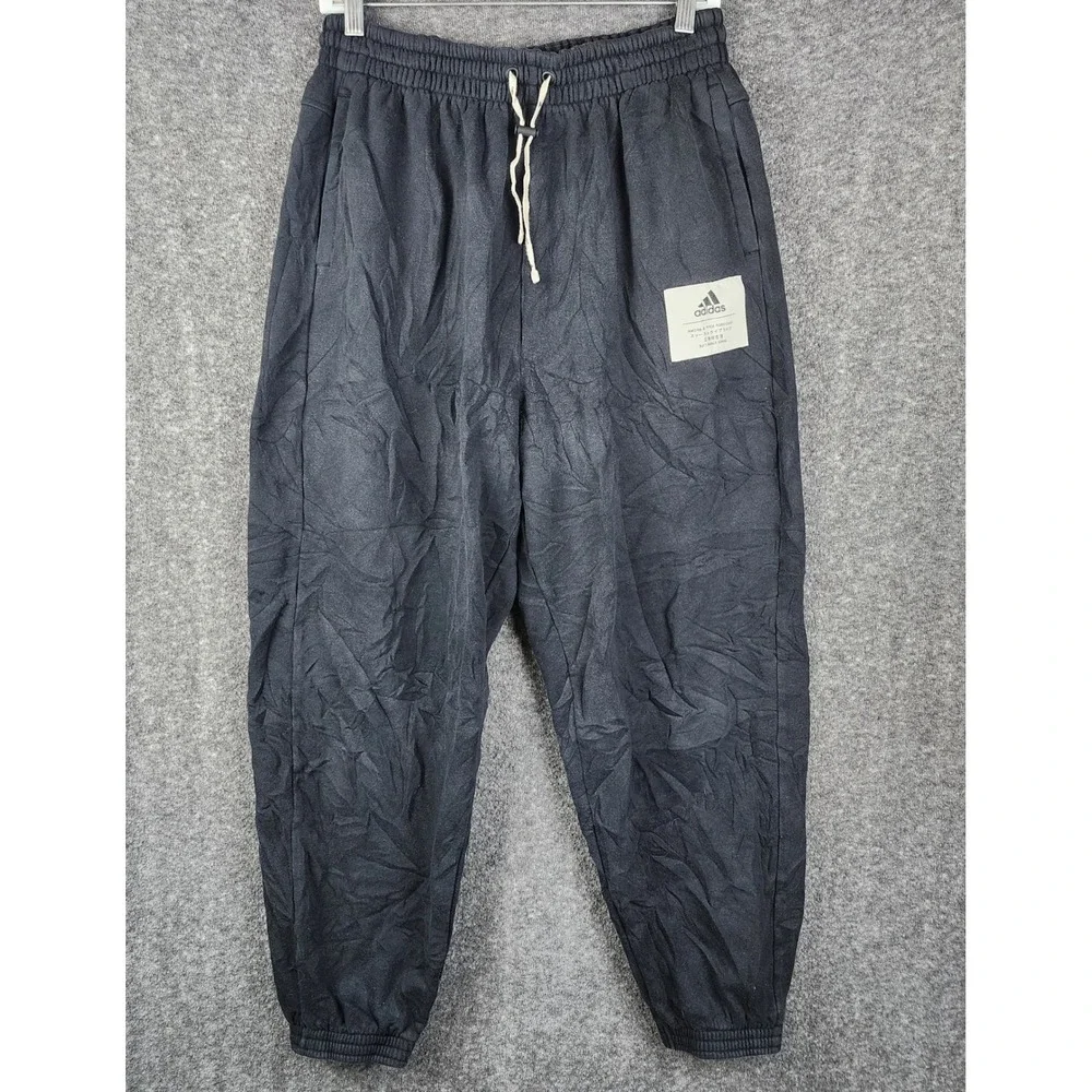 Adidas Joggers Mens L Black Elastic Waist Tapered Fleece Sweatpants - Picture 1 of 9